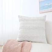 Boucle Stripe Cushion Cover White